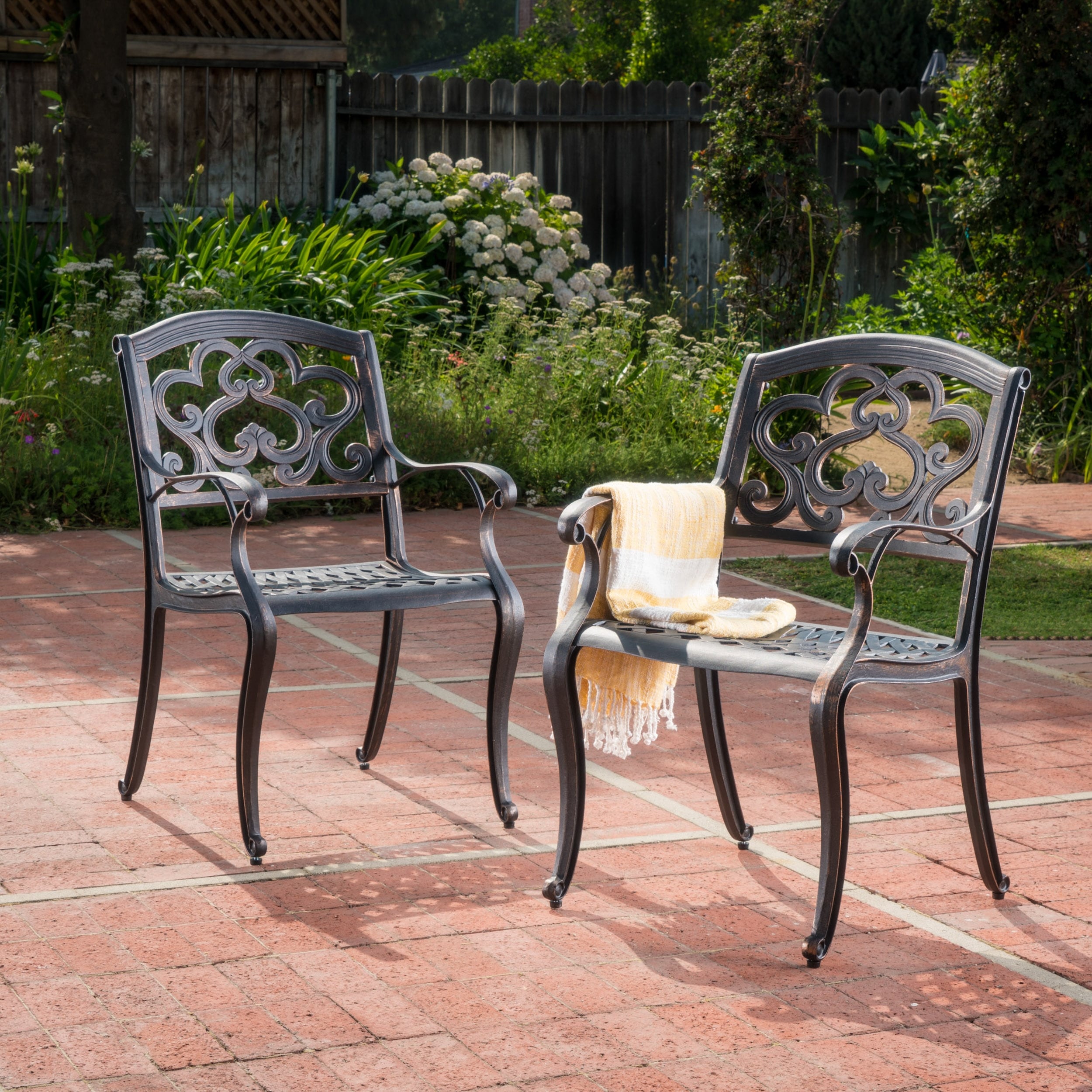 Ckh abigal outdoor copper cast aluminum rustic dining set new arrivals