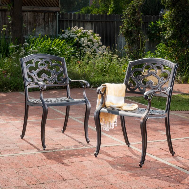 Austin Outdoor Cast Aluminum Dining Chair (Set of 2) by Christopher Knight Home