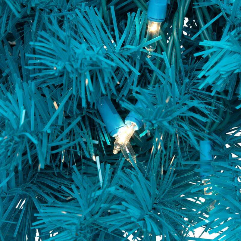 Pre-Lit Artificial Pine Christmas Wreath - 24" - Turquoise - Clear Lights