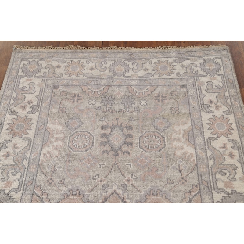 Beige / Ivory Oushak Area Rug Handmade Oriental Wool Carpet - 4'0"x 5'10"