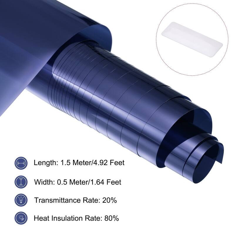 Window Film Sun Light Blocking Film One Way Glass Covering Protection - Dark Blue