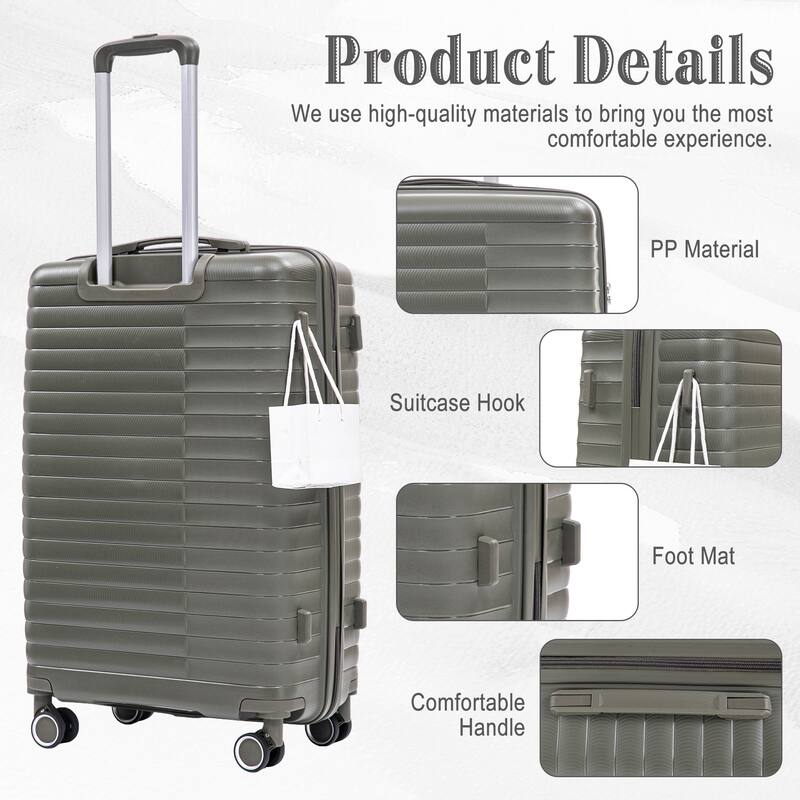 14IN 20IN 24IN 28IN 4 pcs/set in PP Spinner Wheel Luggage, Carry on Suitcase, Iron Pull Rod, Combination Password Lock