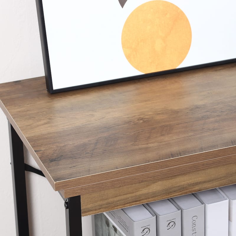 HOMCOM 2/4-Tier Industrial Style Storage Steel Wooden Shelf with a Robust Multi-Functional Design, Tall Organizer