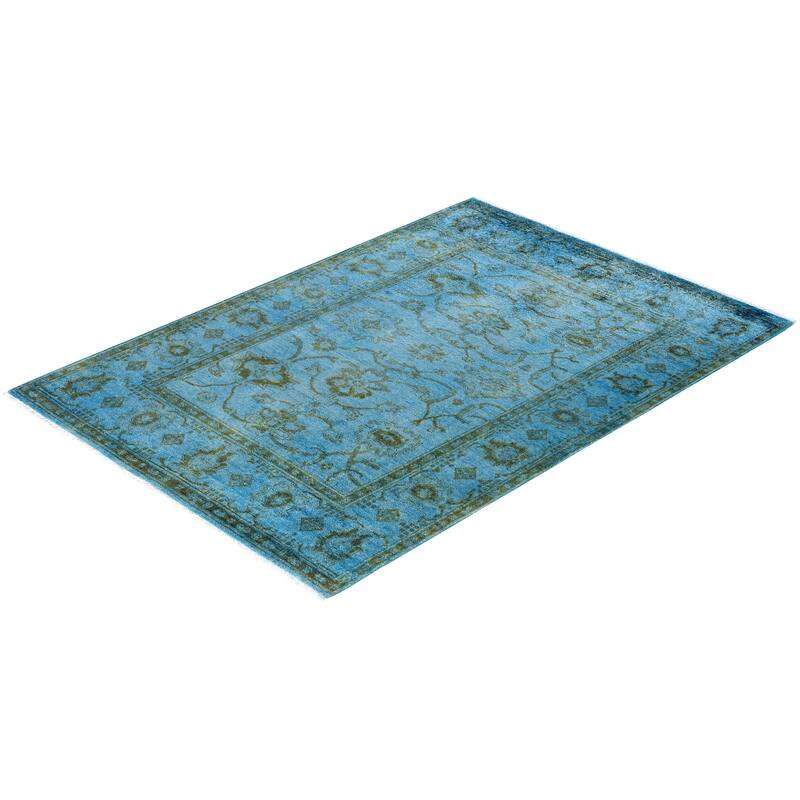 Vibrance One-of-a-Kind Hand-Knotted Area Rug - Blue, 4' 7" x 6' 5" - 4' 7" x 6' 5"