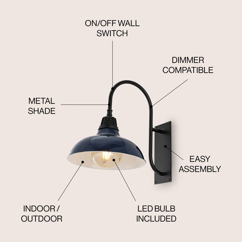 Wallace 12.25" Indoor/Outdoor LED Gooseneck Arm Sconce, By JONATHAN Y