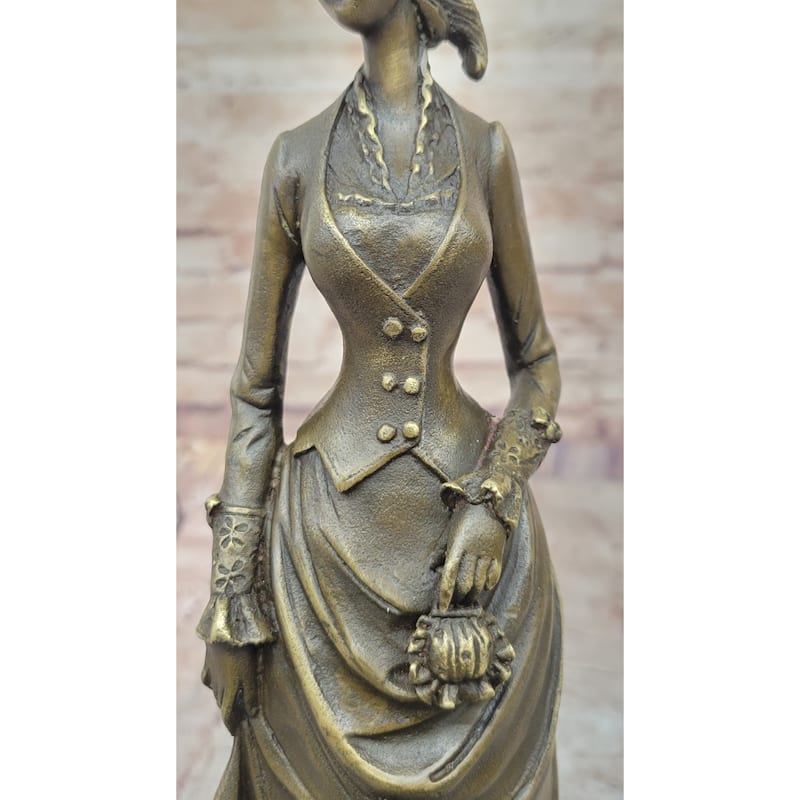 Victorian Lady In Ornate Gown – Refined Bronze Statue For Clic Décor By Vitaleh