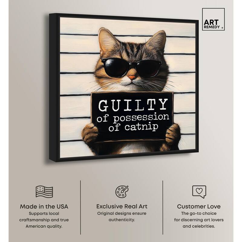 Guilty of Catnip Canvas by Art Remedy