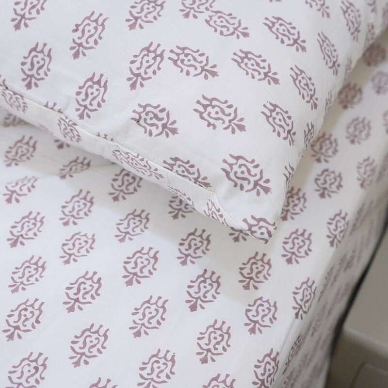 Fabdivine Handmade Block Print Flat Sheet or Bed Sheet Cotton Fabric Floral Home Decor