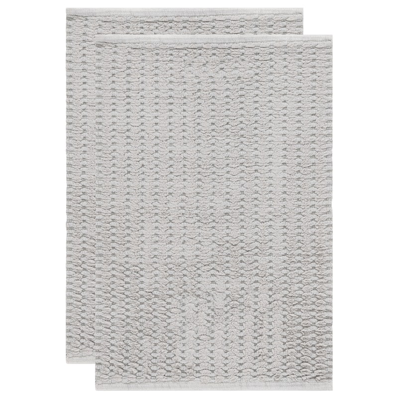SAFAVIEH Home Oliva Textured Hatched 32"L x 20"W Bathmat Set of 2 - Steel Grey