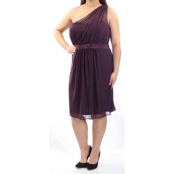 adrianna papell purple beaded dress
