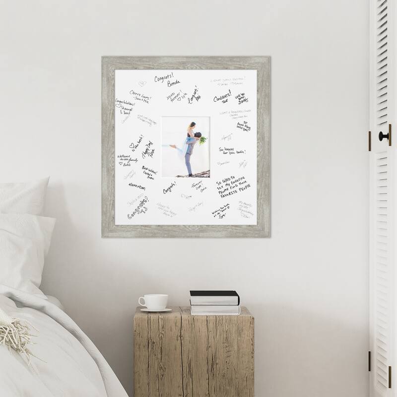 Dove Signature Mat Picture Frame - Autograph Photo Frame Guest Book Alternative for Weddings, Graduations, or Retirement