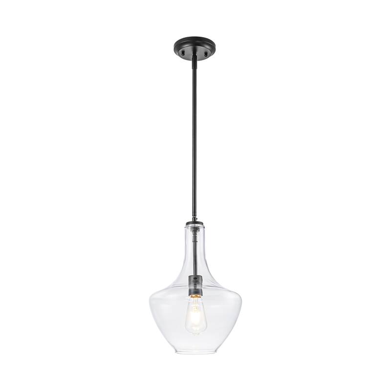 10.4" 1-Light Modern Bell-Shaped Chrome/Gold/Matte Black Clear Glass Pendant Light for Kitchen Island Dining Room