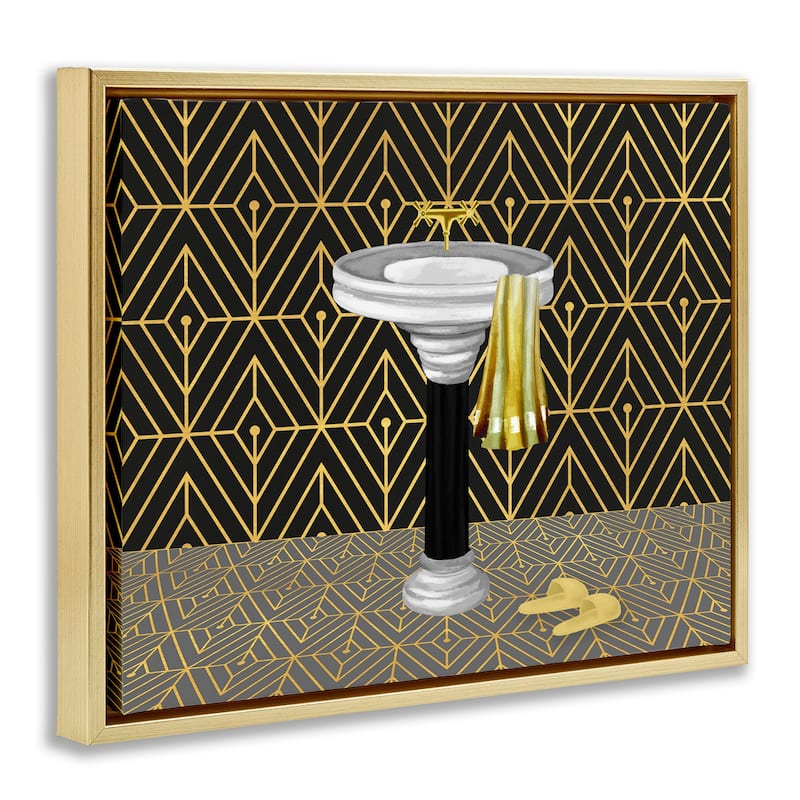 Stupell Deco Style Glam Bathroom Framed Floater Canvas Wall Art Design By Conrad Knutsen