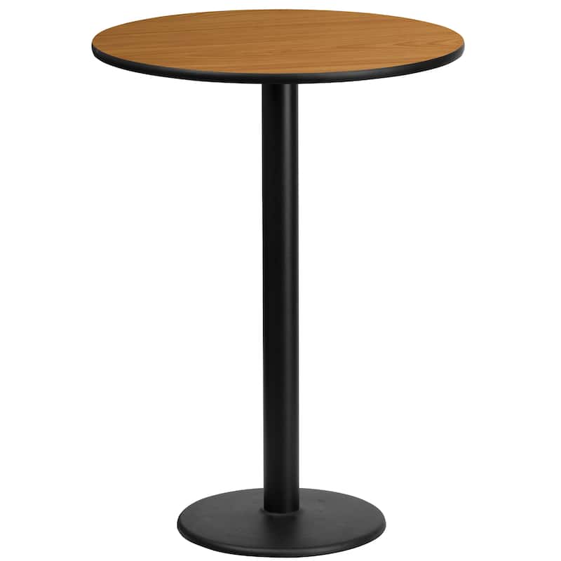 24'' Round Laminate Table Top with 18'' Round Bar Height Table Base - Natural
