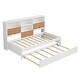 preview thumbnail 19 of 17, Twin Bed Frame with Trundle Bed and Bookcase, Wooden Captain Bed Built-in Led Downlight and USB Port for Guest Room, Bedroom