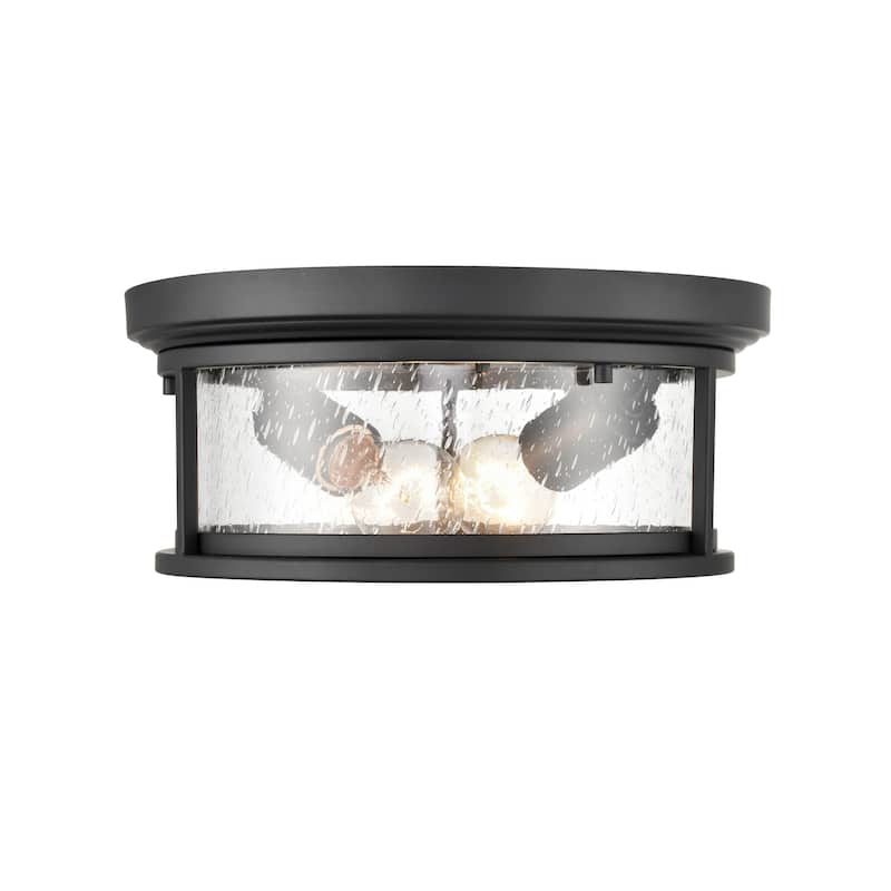 Millennium Lighting Bresley 2 Light Outdoor Flush Mount in Powder Coat Black or Bronze with Seeded Glass Shade - Powder Coat Bronze