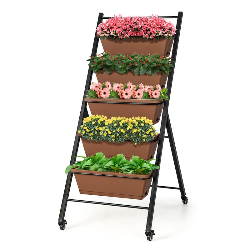 Costway 5-Tier Vertical Raised Garden Bed Elevated Planter with Wheels - See Details