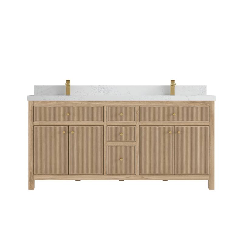 Willow Collections 72 in. W x 22 in. D Sonoma Teak Double Sink Bathroom Vanity with Countertop