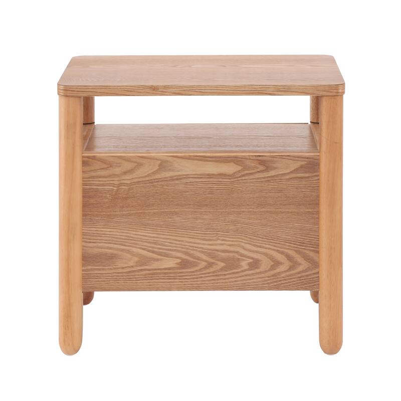 Christopher Knight Home - Modern Minimalist 23.62" Nightstand with Rounded Wood Legs & Open Storage Shelf, Multi-Functional Use