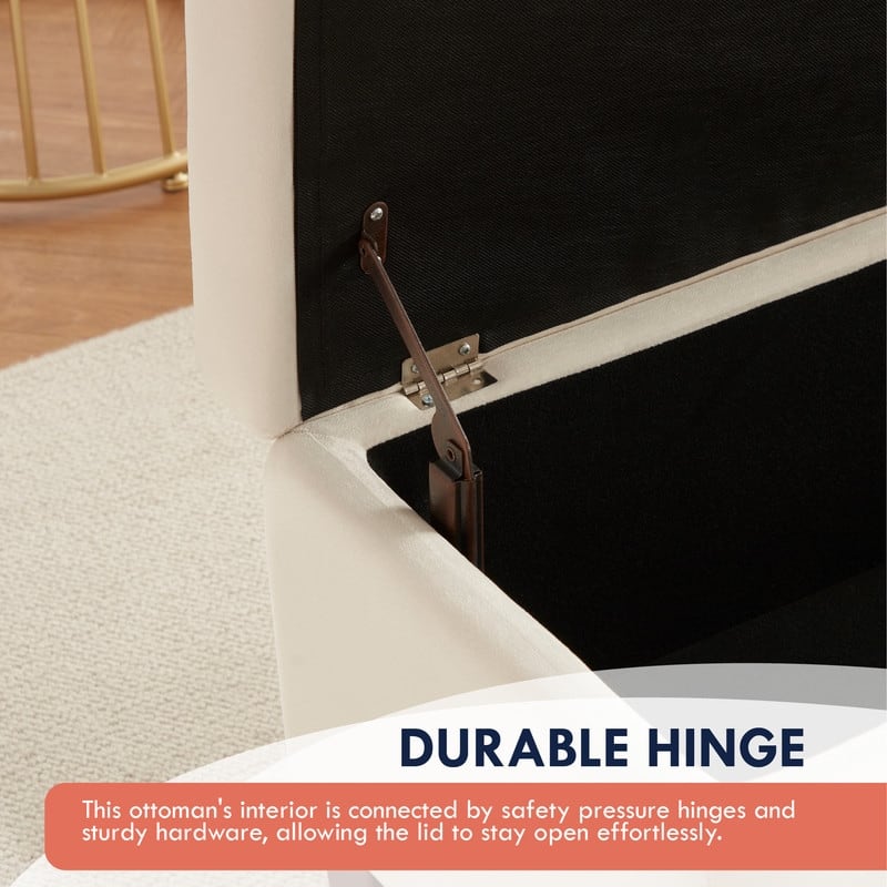 Hamilton Upholstered Rectangle Storage Ottoman with Hinge Lid - 40" x 15" x 16"