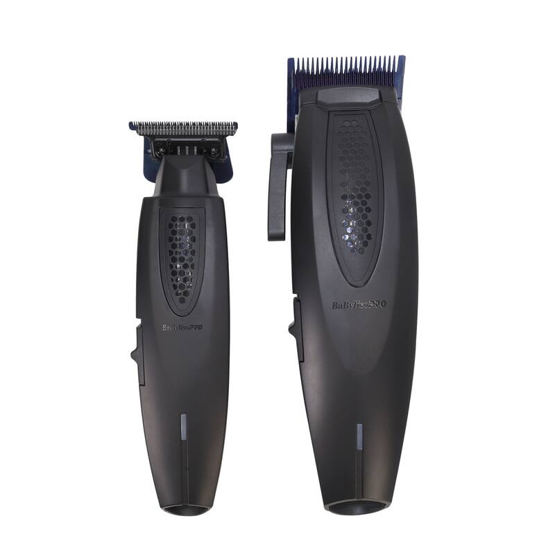 BaBylissPRO LithiumFX+ Ergonomic Clipper & Trimmer Value Set + Studio Design Series 1.25" Crimpcurl + Brush + Cutting Cape