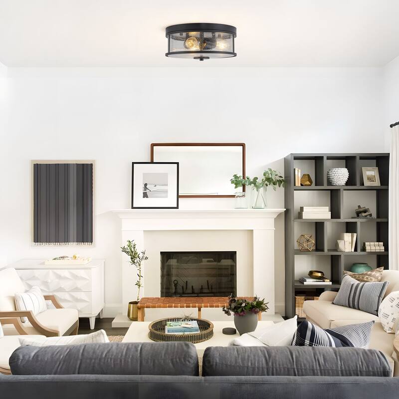 Starsky 3-Light Modern Clear Hammered Glass / Seeded Glass Flush Mount