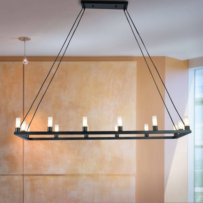 Zinak Black 14-Light Linear Frame 47-Inch Chandelier