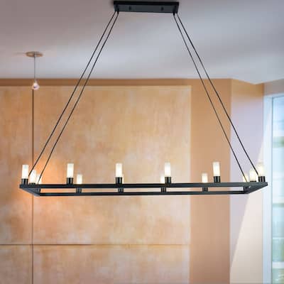 Zinak Black 14-Light Linear Frame 47-Inch Chandelier