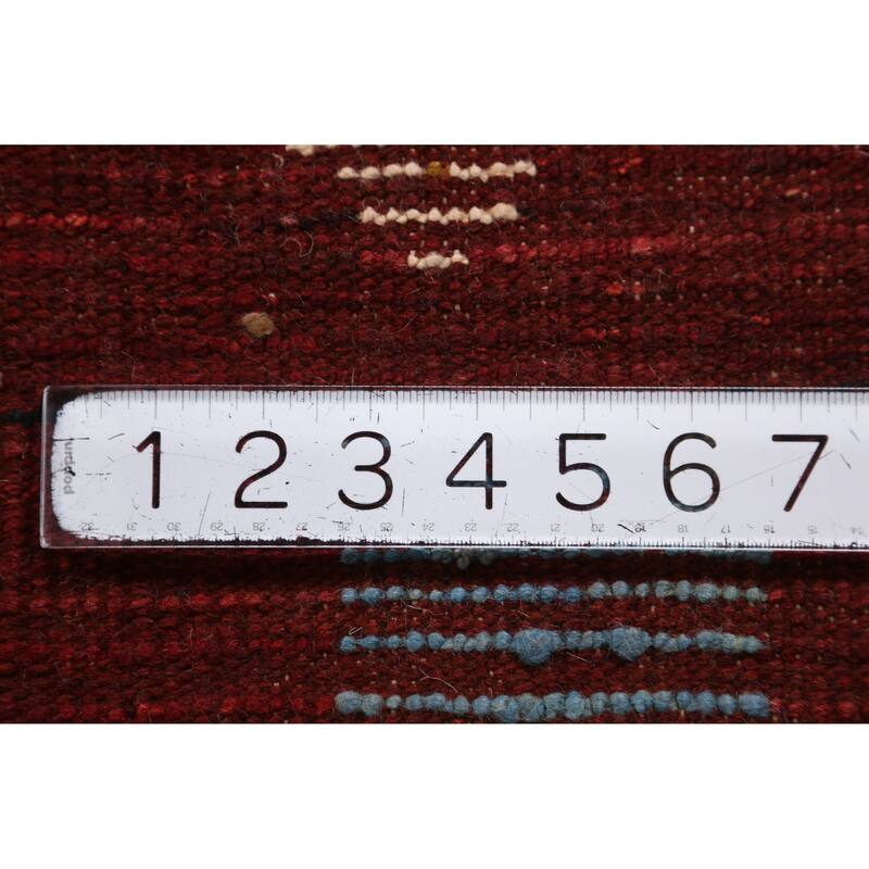 Geometric Red Moroccan Oriental Runner Rug Handmade Wool Carpet - 2'11" x 9'9"