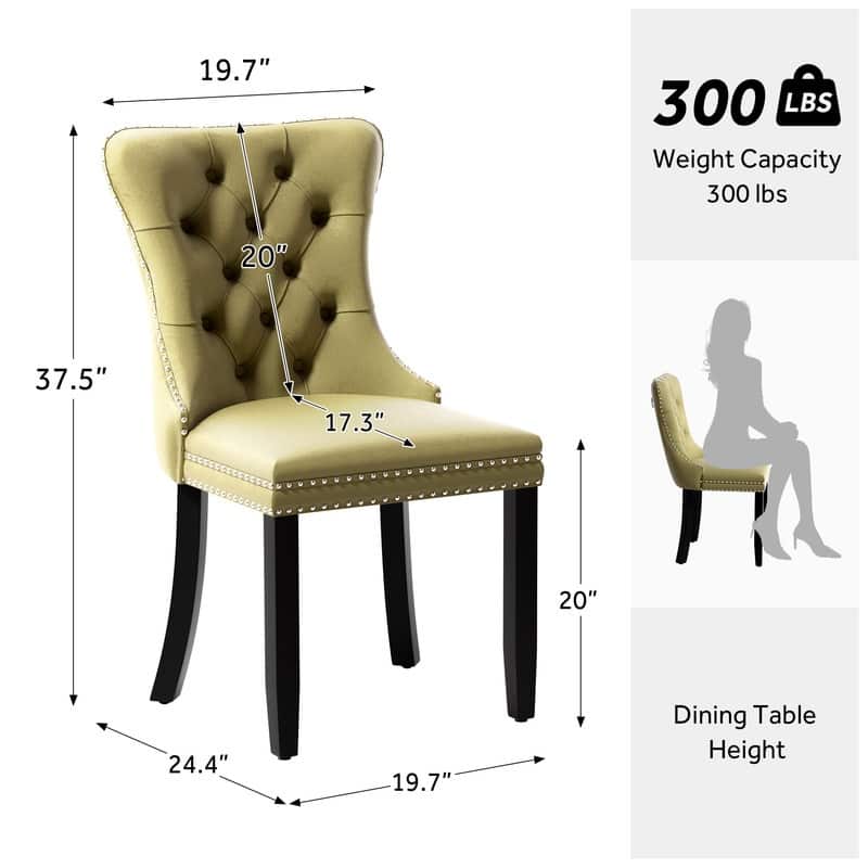 Solid Wood Velvet Upholstered Dining Chair Set of 6