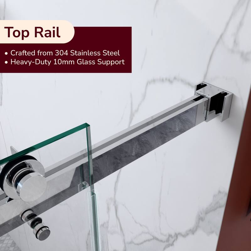 GDFStudio - Modern Minimalist Frameless Double Sliding Shower Door with 3/8" SGCC Tempered Glass & Stainless Steel Hardware