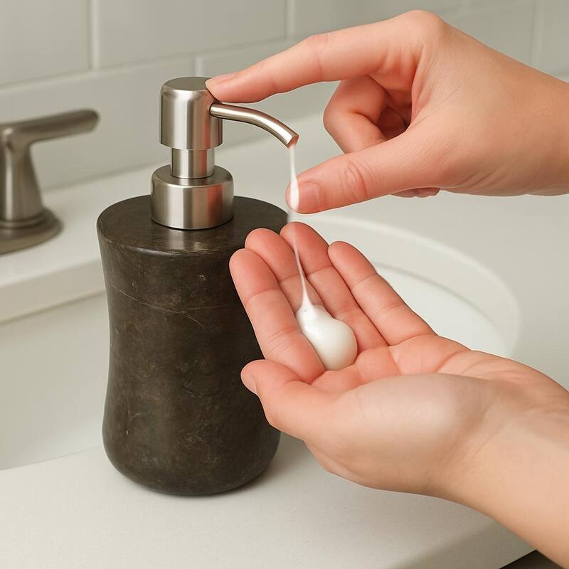 Creative Home Curvy Collection Charcoal Marble Liquid Soap Dispenser, Lotion Dispenser - Grey