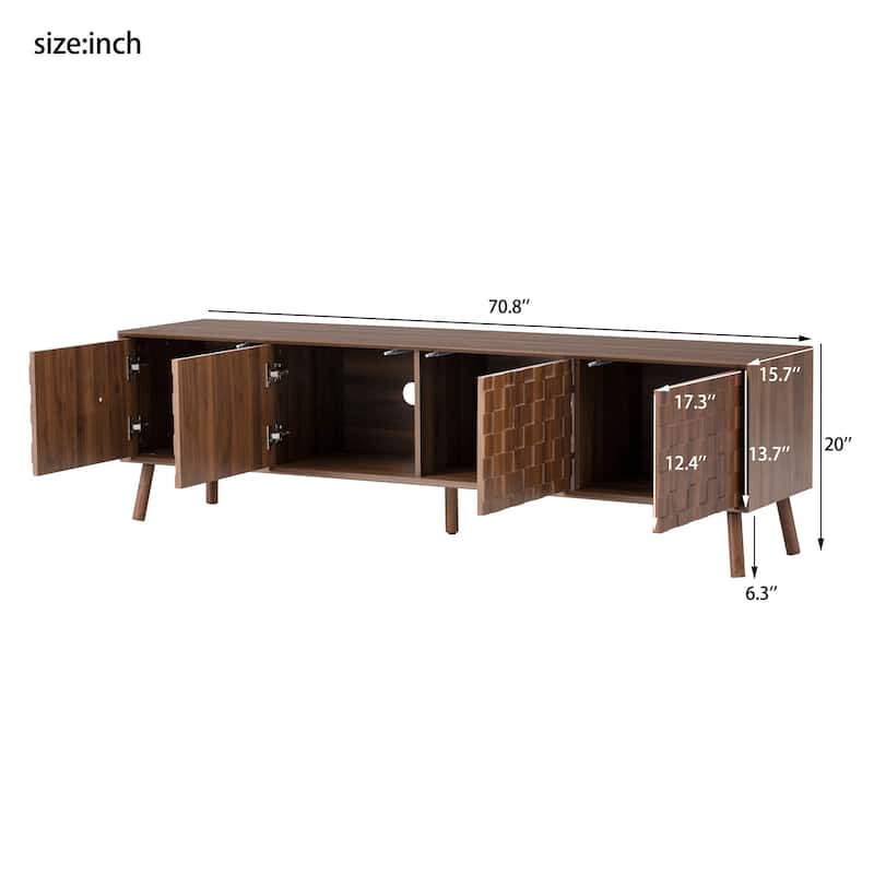 Walnut Entertainment Center with Wood Legs, Modern Side Cabinet Storage Cabinet Media Console Cabinet