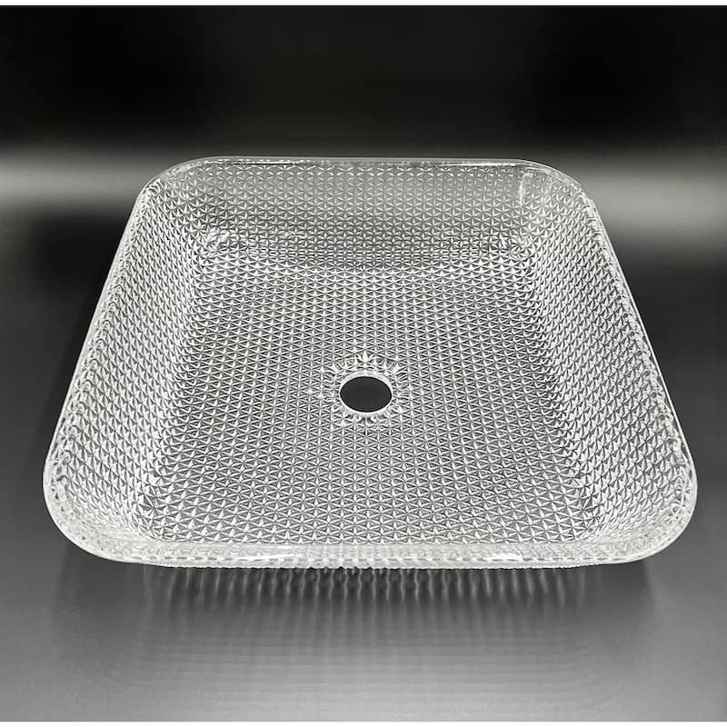 Decorative 16" Square Crystal Vessel Sinks With White Base