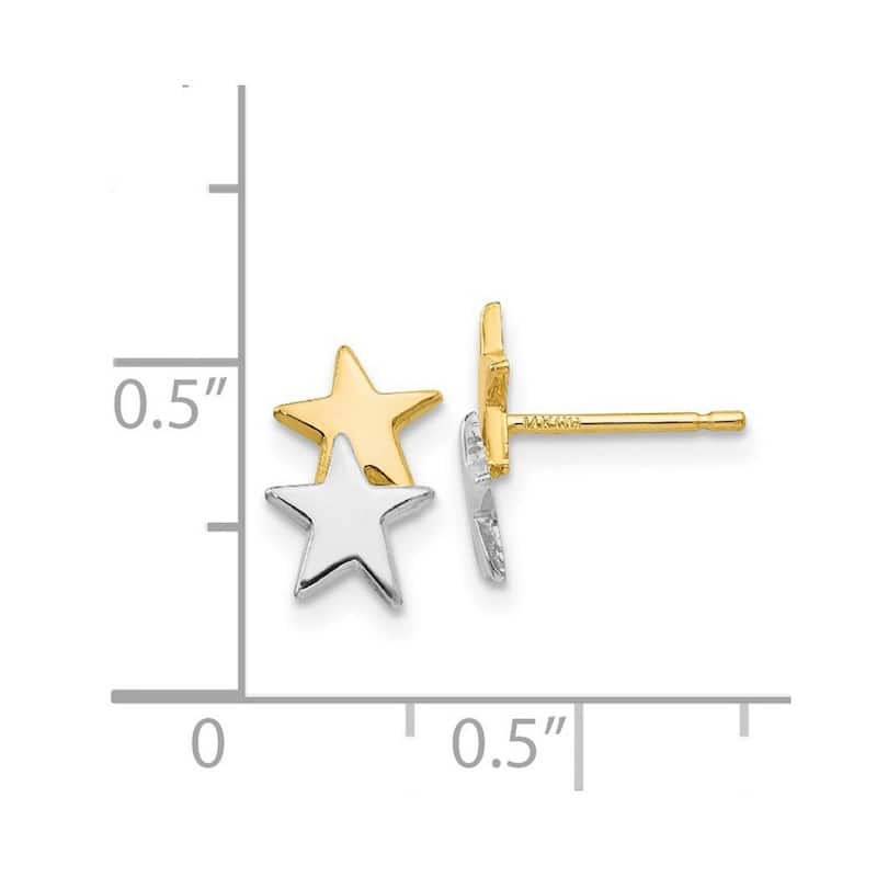 Curata 14k Yellow Gold With Rhodium 12x7mm Polished Star Post Earrings