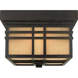 Roseto Hickory 2 Light 12" Wide Outdoor Ceiling Fixture with Opaque