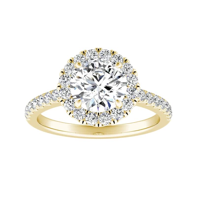 Auriya 14k Gold 3ct Moissanite Halo Diamond Engagement Ring 3/8ctw - Yellow - 6.5