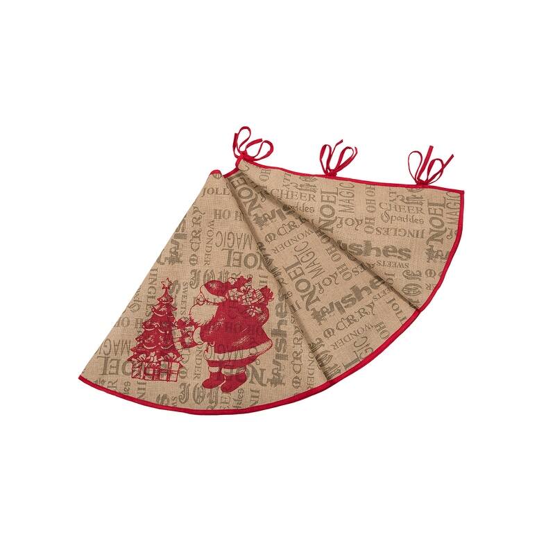 Manor Luxe, Saint Nick Xmas With Printed Burlap Collection Tree skirt 56" - 56 in