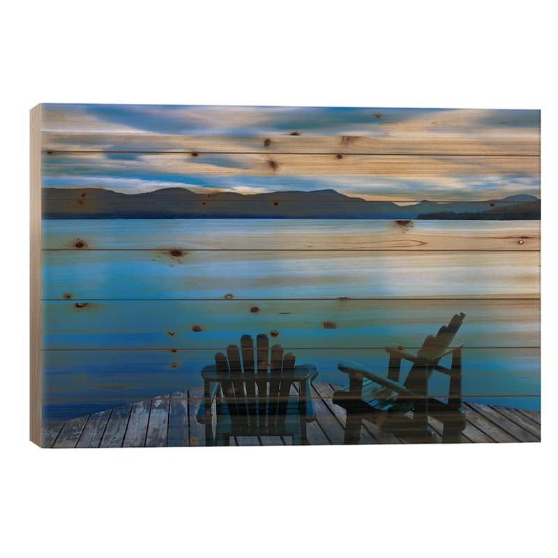 Scene On The Water V Print On Wood by James McLoughlin - Multi-Color - 26x40x1.5