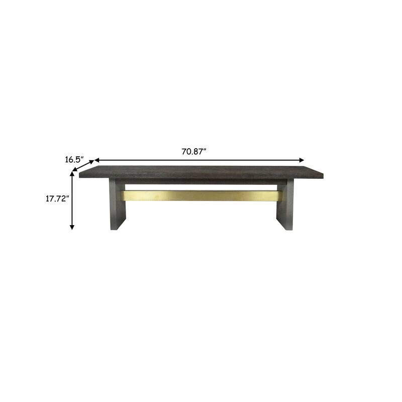 Cid Coe 71 Inch Modern Dining Bench, Wood Seat, Concrete Base, Gray