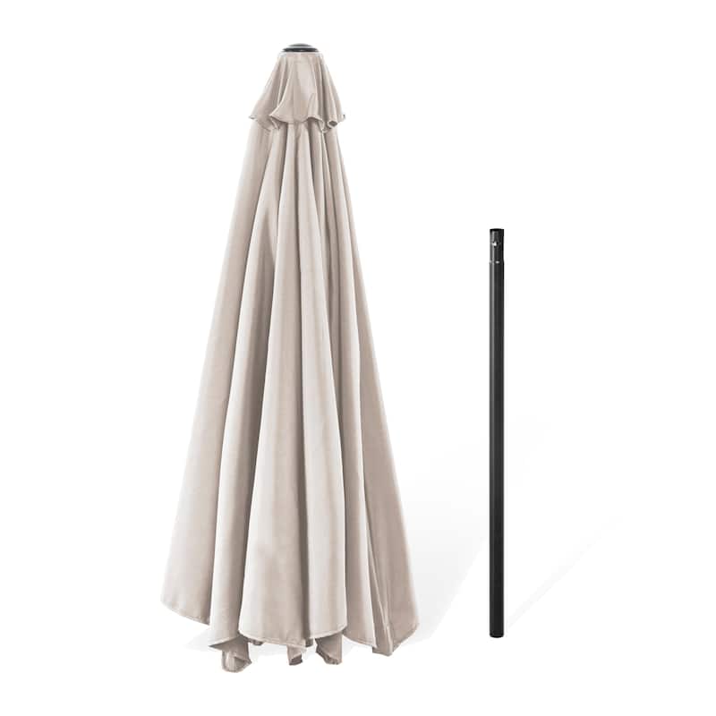 Nuu Garden Outdoor 7.5' Round Beige Patio Vented Umbrella, Crank, Push Button Tilt