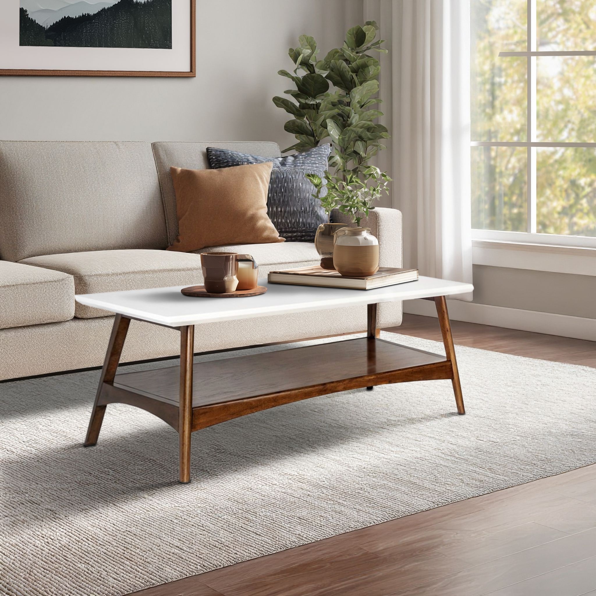 Madison Park Parker Mid-century Coffee Table with Storage Shelf
