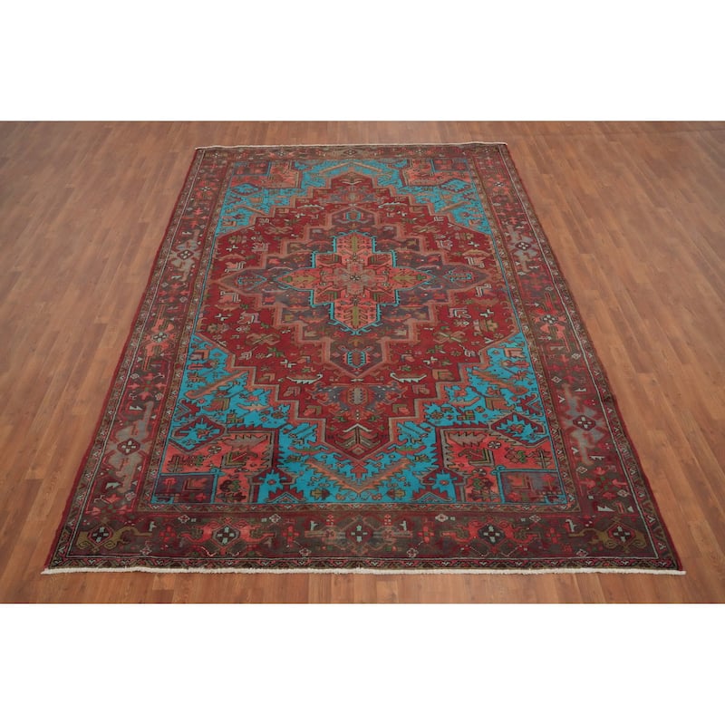 Hand Knotted Oriental 100% Wool Carpet Traditional Medallion Red Heriz Area Rug - 11' 4'' X 8' 1''