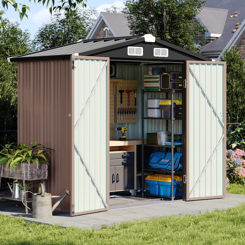 AOXUN Outdoor Storage Shed with Lockable Doors and Air Vents for Garden