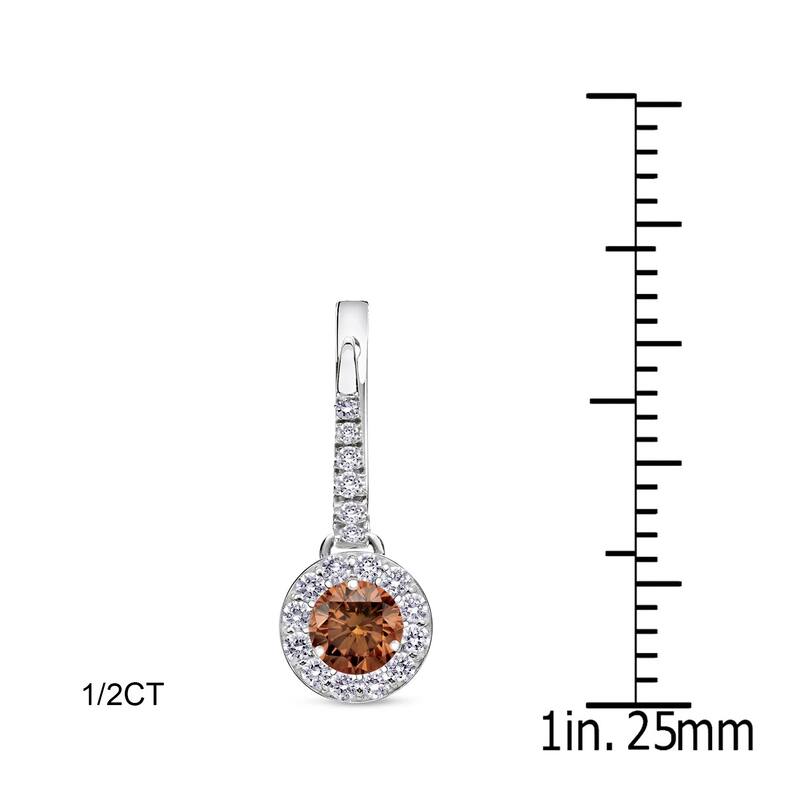 Auriya 14k Gold 1/2ct to 2ctw Brown Diamond Halo Dangle Earrings (SI1-SI2,) - 0.50ctw
