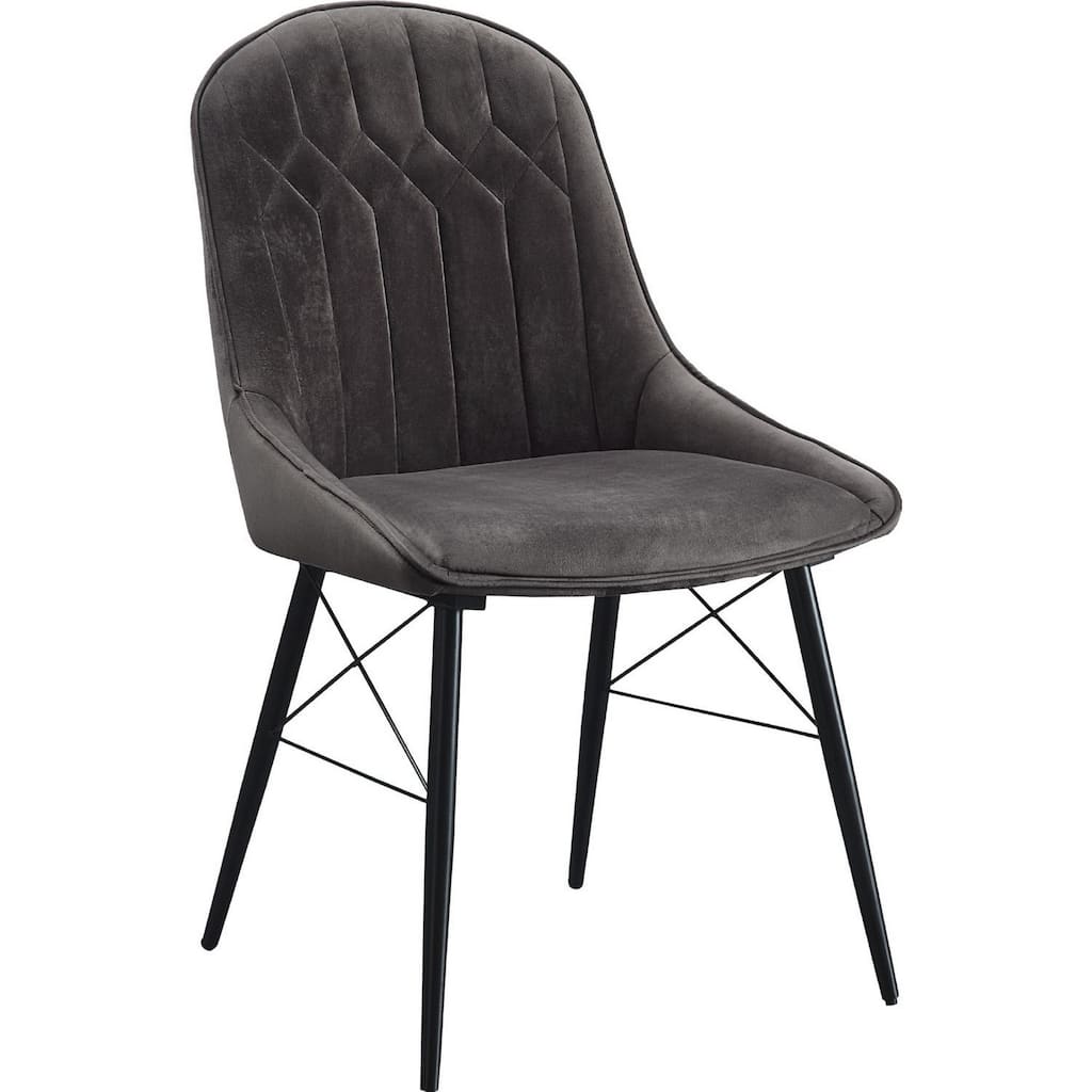 Fabric Upholstered Side Chair, Set of 2, Gray and Black