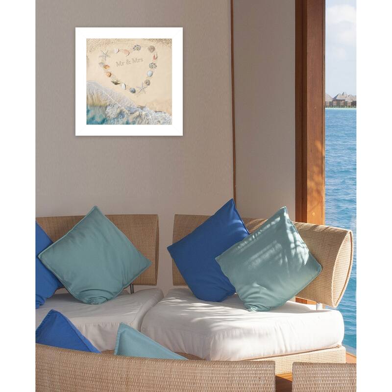 TrendyDecor4U Traditional "Marriage is a Beach" Framed Print Wall Art - Coastal