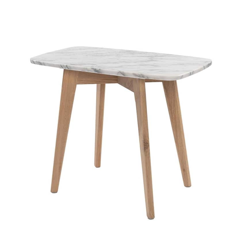 Carson Carrington Tangalund Rectangular Italian Carrara Marble Table - 21.5"L x 12"W x 17.5"H