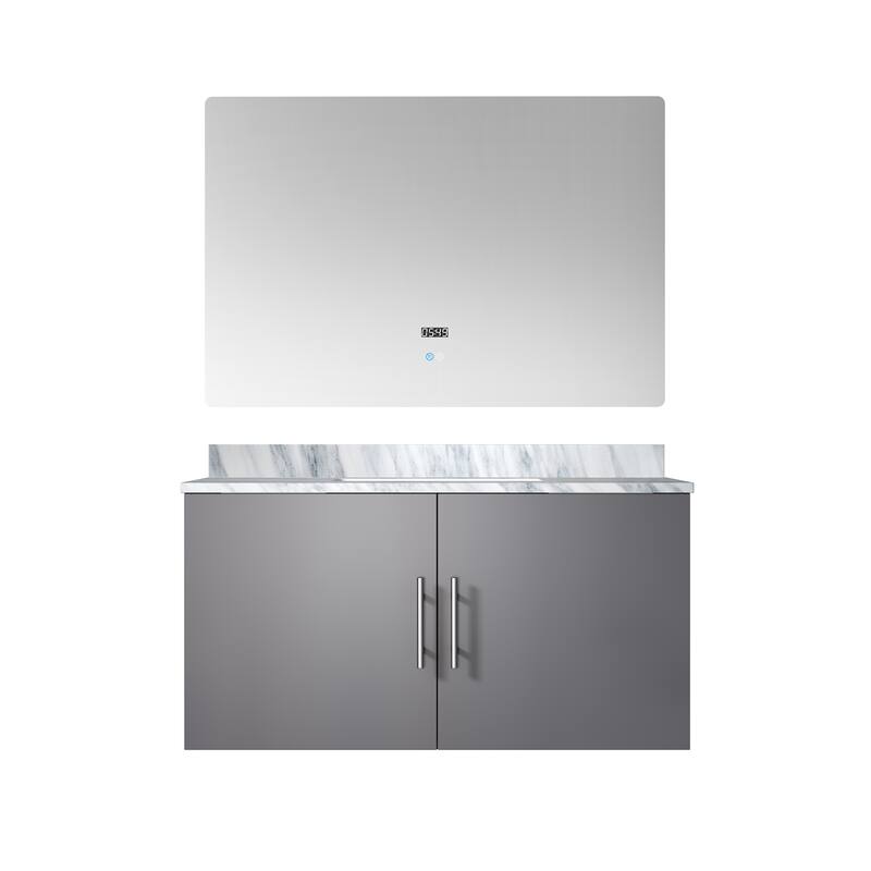 Geneva Bath Vanity with Carrara Marble Top, Sink & Mirror