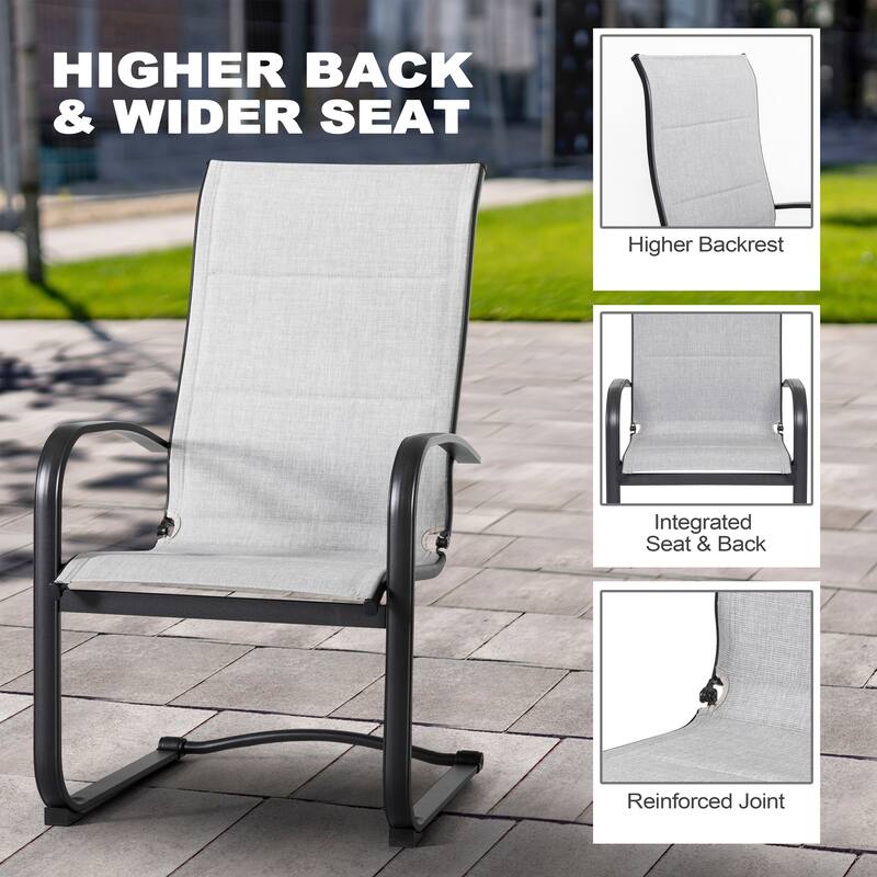 Patio 5-Piece Outdoor Dining Set, C-Spring Chair Legs and Umbrella Hole